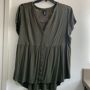 Lace Back Hunter Green Torrid Blouse